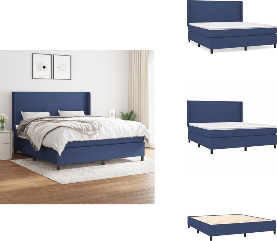 VidaXL Boxspring Boxsprings Bed Slaapmeubel Boxspring met matras stof blauw 160x200 cm