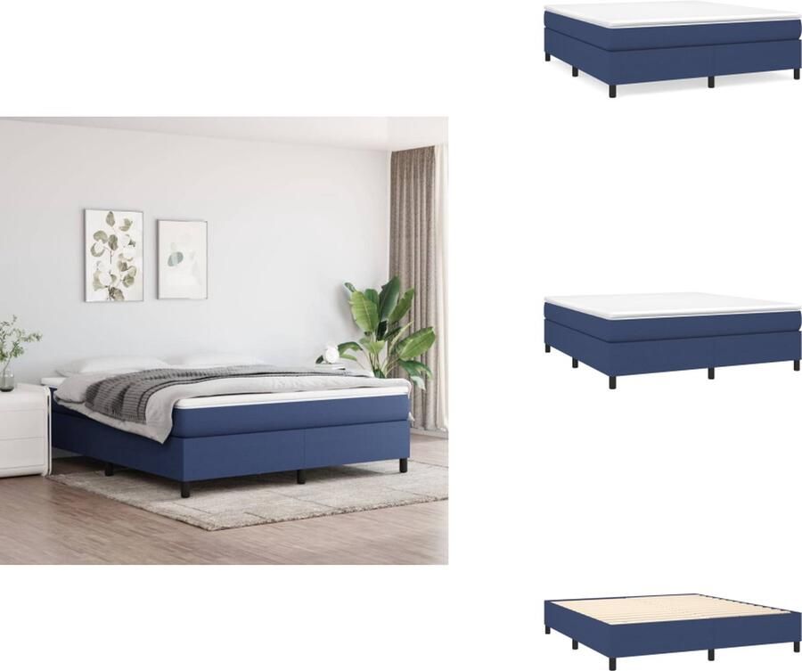 VidaXL Boxspring Boxsprings Bed Slaapmeubel Boxspring met matras stof blauw 160x200 cm