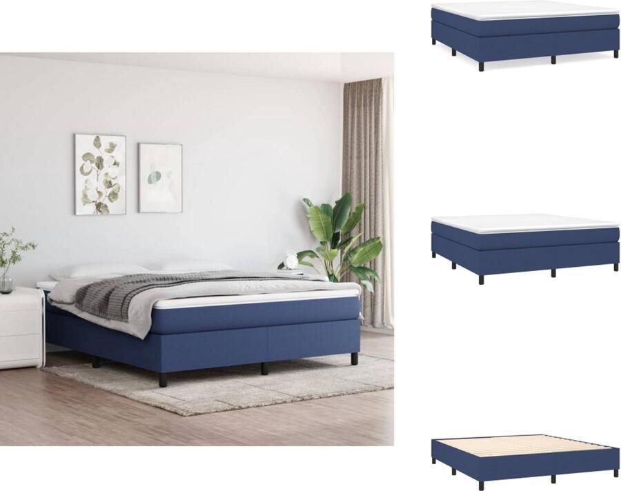 VidaXL Bedframe Blauw Stof 203 x 183 x 35 cm Incl Montagehandleiding Geschikt voor 180 x 200 cm Matras Bed - Foto 3