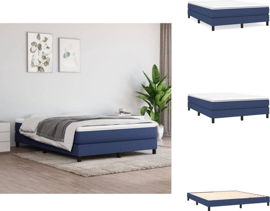 VidaXL Boxspring Boxsprings Bed Slaapmeubel Boxspring met matras stof blauw 160x200 cm - Foto 4