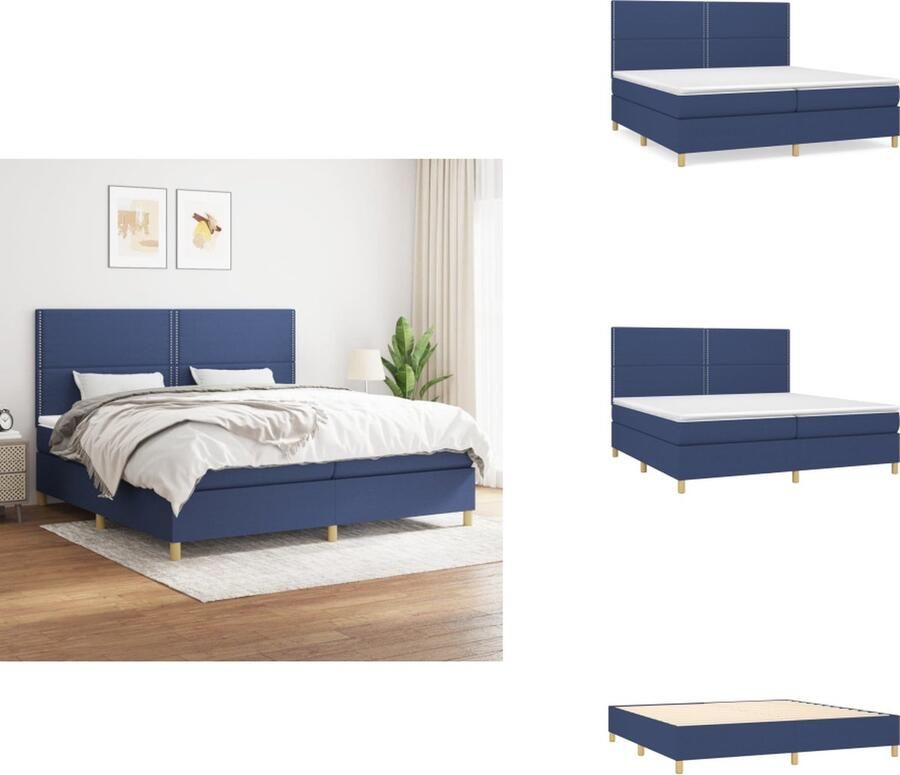 VidaXL Boxspringbed Rustgevend Bed Afmeting- 203 x 200 x 118 128 cm Ken- Duurzaam materiaal praktisch hoofdbord comfortabele ondersteuning pocketvering matras middelharde ondersteuning huidvriendelijk topmatras Bed
