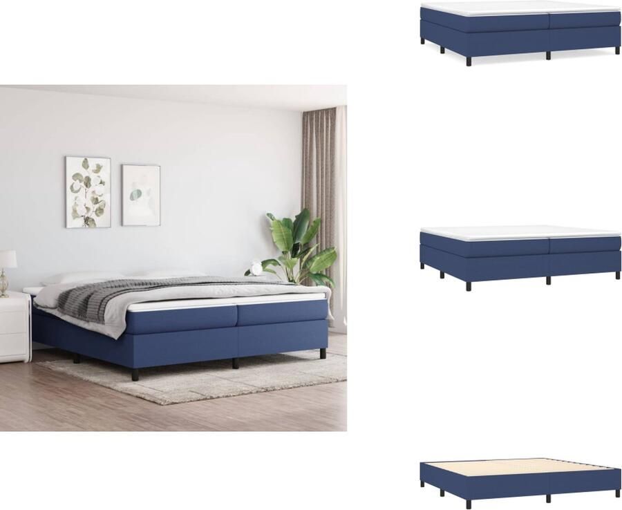 VidaXL Boxspring Bed Pocketvering Middelharde Ondersteuning Huidvriendelijk Topmatras Blauw 203 x 200 x 35 cm 100% Polyester Bed