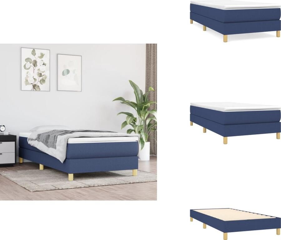 VidaXL Boxspringbed Pocketvering Middelharde ondersteuning Huidvriendelijk topmatras Blauw 203 x 100 x 25 cm 100 x 200 x 20 cm 100 x 200 x 5 cm Bed