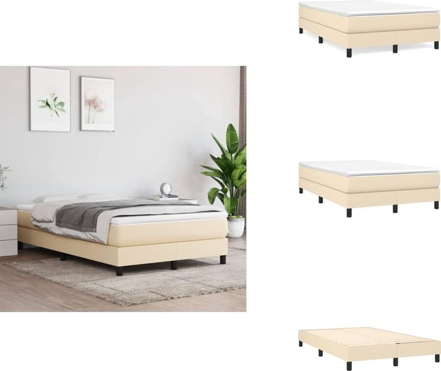 VidaXL Boxspring Boxsprings Bed Slaapmeubel Boxspring met matras stof crèmekleurig 120x200 cm
