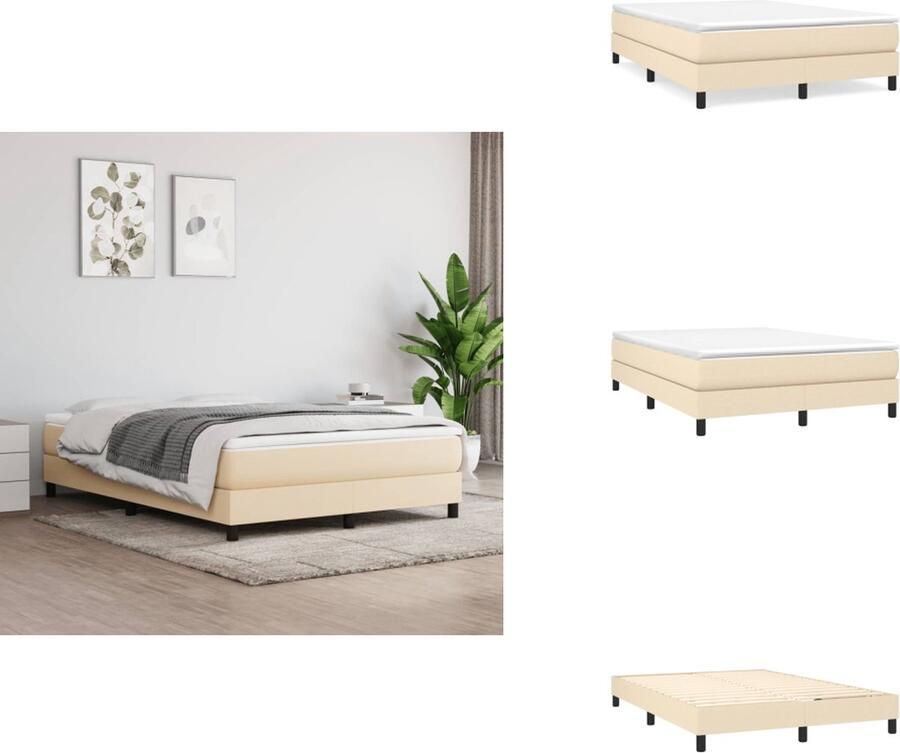 VidaXL Boxspring Boxsprings Bed Slaapmeubel Boxspring met matras stof crèmekleurig 140x190 cm
