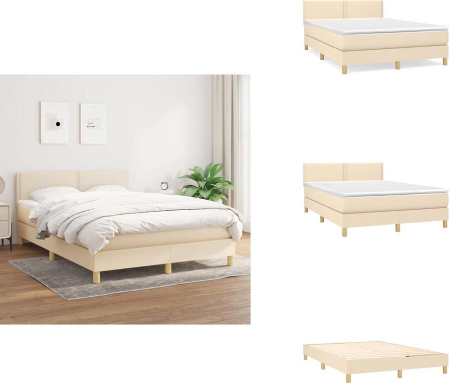 VidaXL Boxspringbed Bed 203 x 144 x 78 88 cm Crème Pocketvering Matras 140 x 200 x 20 cm Huidvriendelijk Topmatras Montagehandleiding Levering bevat 1 x bedframe 1 x hoofdeind 1 x matras 1 x topmatras Bed