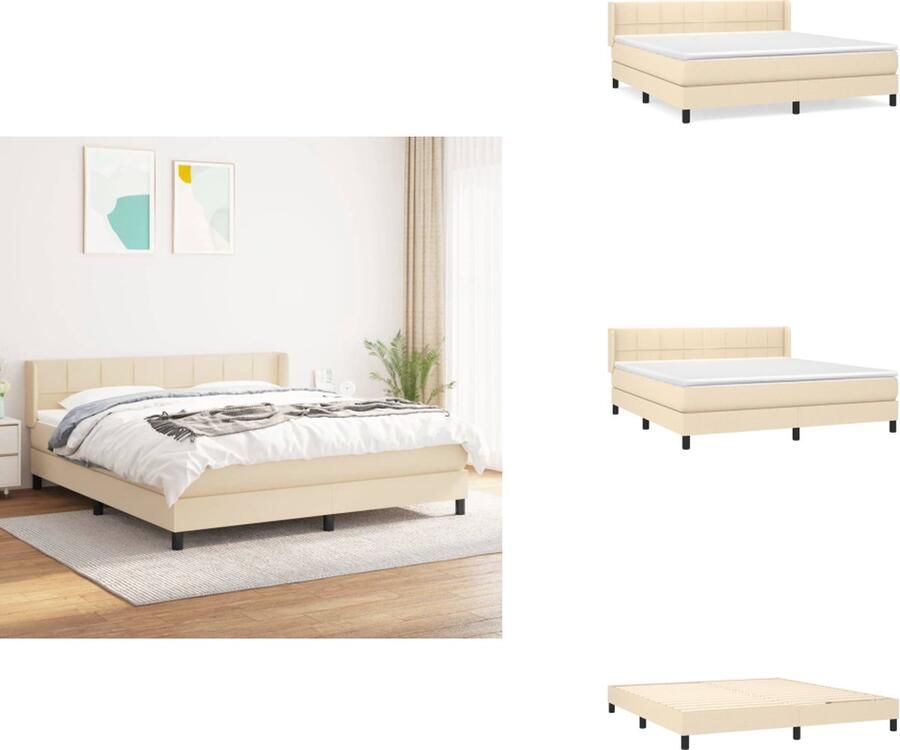 VidaXL Boxspringbed Bed 160 x 200 cm Duurzaam materiaal Verstelbaar hoofdbord Pocketvering matras Middelharde ondersteuning Huidvriendelijk topmatras Montagehandleiding meegeleverd Bed - Foto 3