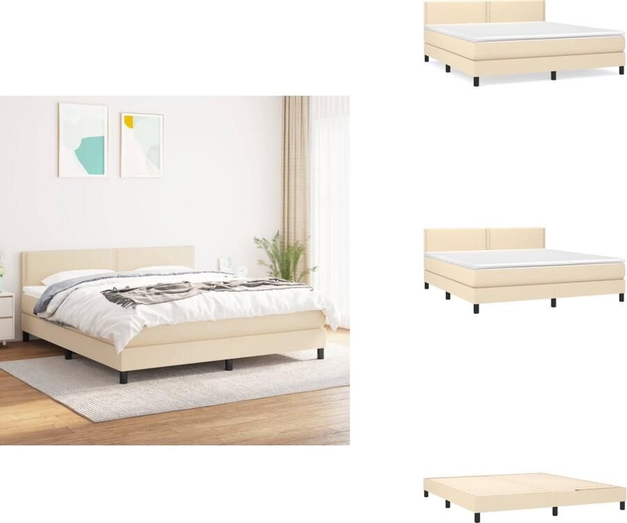 VidaXL Boxspringbed Pocketvering 180x200 cm Crème Hoge kwaliteit Verstelbaar hoofdbord Middelharde ondersteuning Huidvriendelijk topmatras Bed - Foto 2