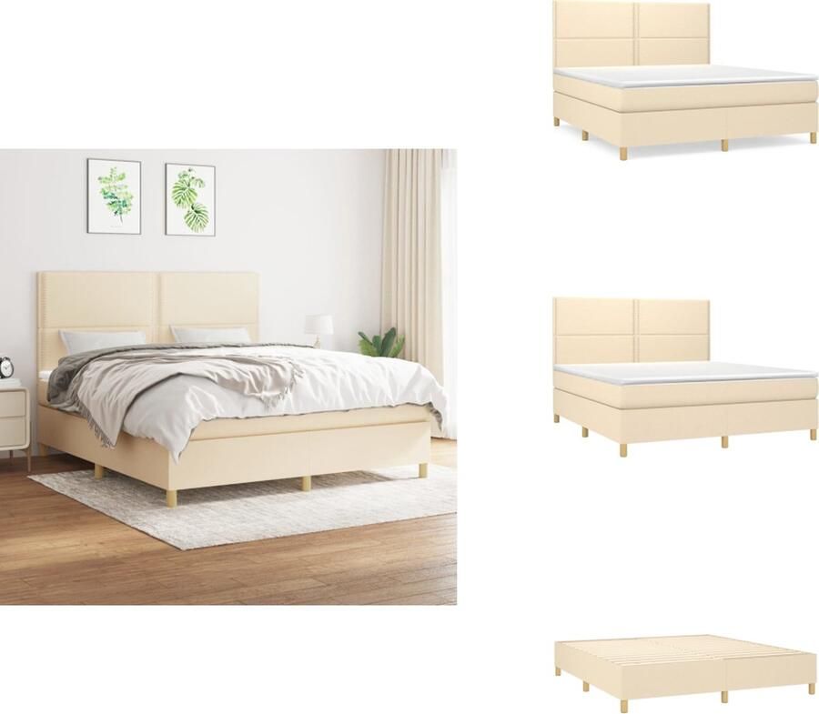VidaXL Boxspringbed Rustgevend 180 x 200 cm Duurzaam materiaal Verstelbaar hoofdbord Pocketvering matras Middelharde ondersteuning Huidvriendelijk topmatras Bed