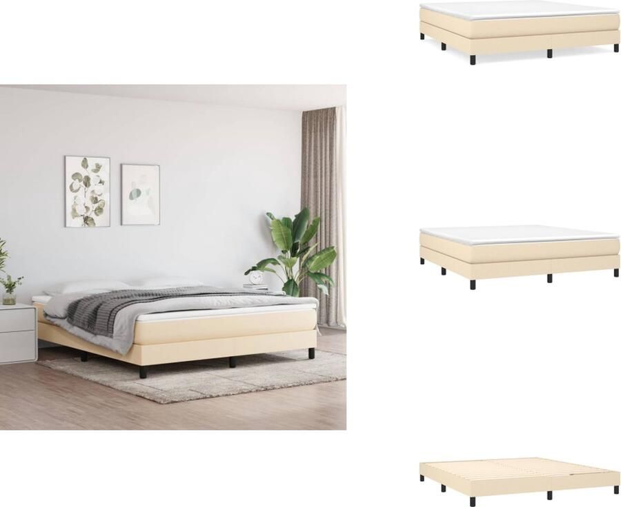 VidaXL Boxspringbed Duurzaam materiaal Multiplex lattenbodem Middelharde ondersteuning Huidvriendelijk topmatras Afmetingen- 203 x 180 x 25 cm Bed - Foto 2