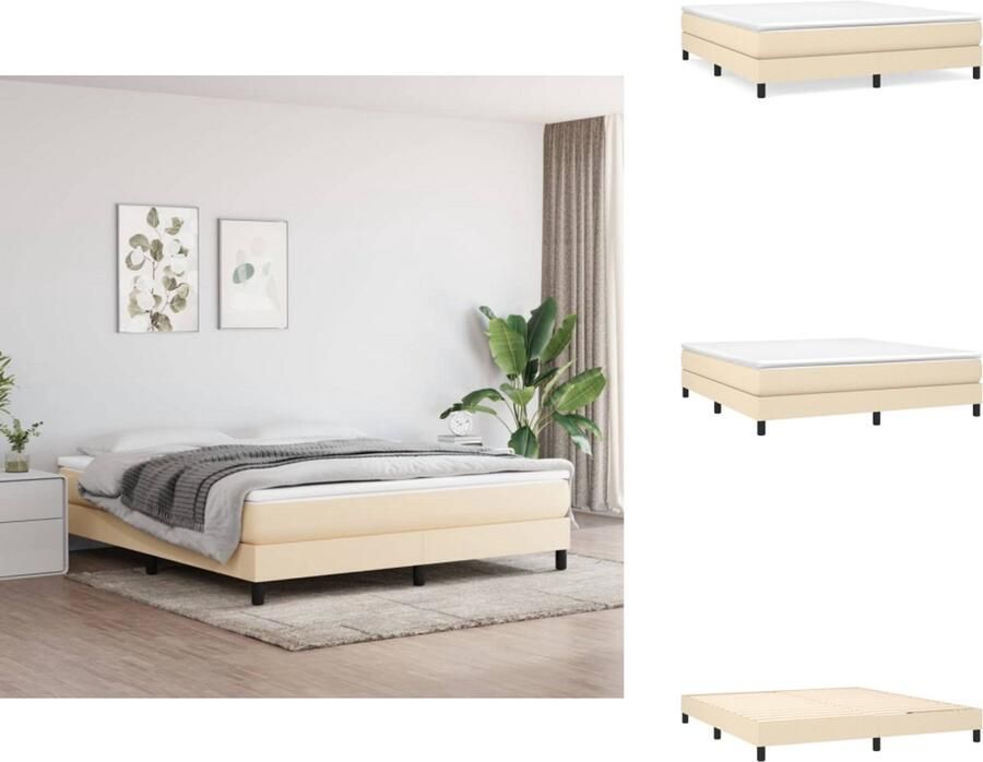 VidaXL Boxspringbed Duurzaam materiaal Multiplex lattenbodem Middelharde ondersteuning Huidvriendelijk topmatras Afmetingen- 203 x 180 x 25 cm Bed - Foto 3