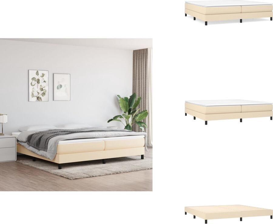 VidaXL Boxspringbed s Bedframe Crème 203 x 200 x 25 cm Pocketvering matras Middelharde ondersteuning Huidvriendelijk topmatras Multiplex lattenbodem Levering inclusief montagehandleiding Bed