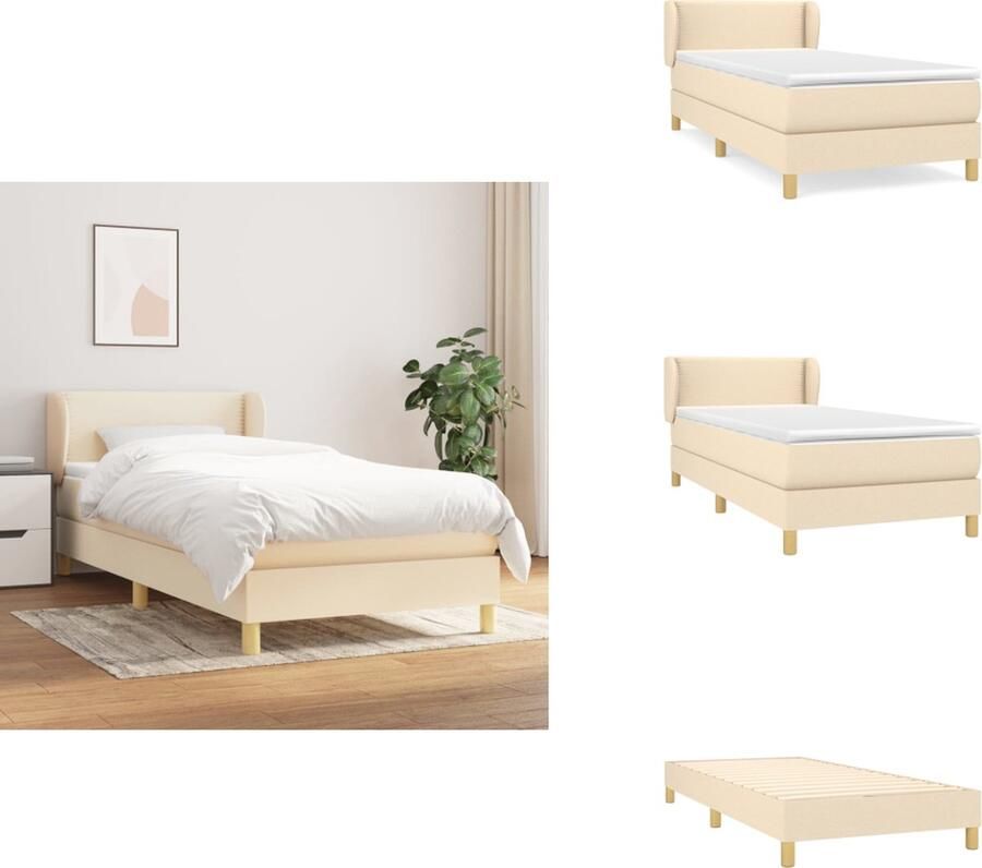 VidaXL Boxspringbed Rustgevend Bed Afmeting- 203 x 83 x 78 88 cm Ken- Duurzaam materiaal praktisch hoofdbord comfortabele ondersteuning pocketvering matras middelharde ondersteuning huidvriendelijk topmatras Bed