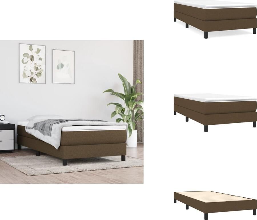 VidaXL Boxspringbed met Verstelbaar Hoofdbord 203 x 103 x 118 128 cm Donkerbruin Pocketvering Matras Middelharde Ondersteuning Huidvriendelijk Topmatras Bed - Foto 5