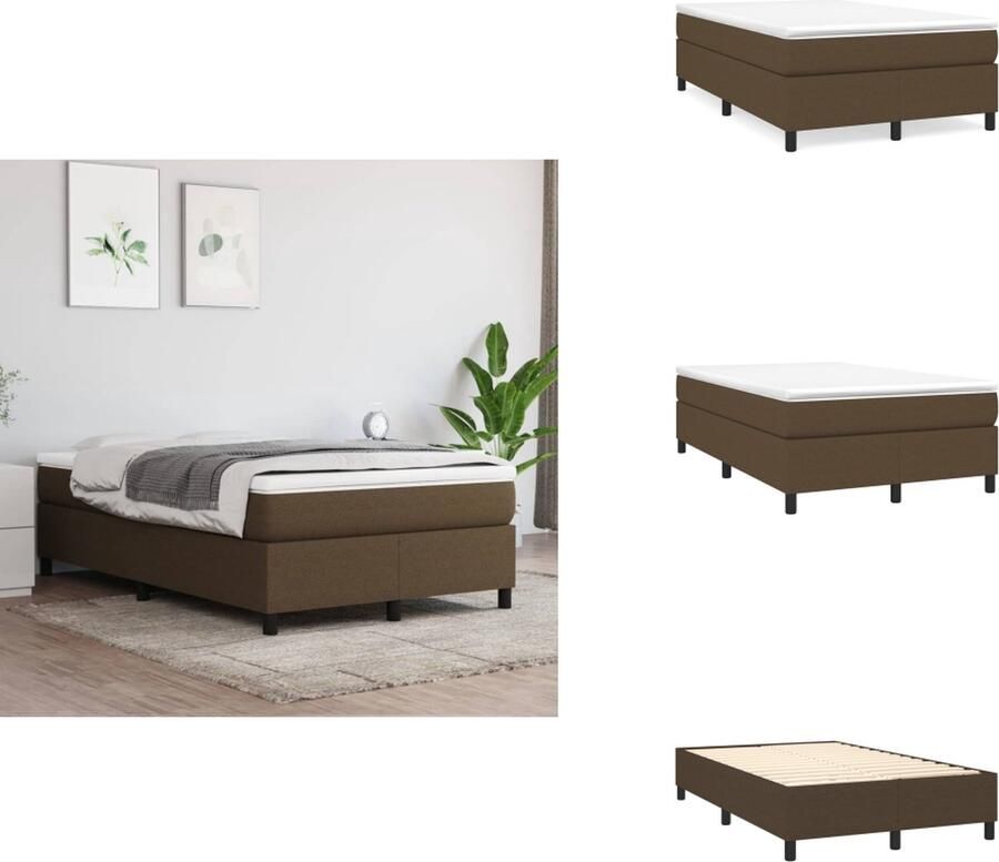 VidaXL Boxspringbed Donkerbruin 203 x 120 x 35 cm Pocketvering matras Middelharde ondersteuning Huidvriendelijk topmatras Multiplex lattenbodem Voor rug- en buikslapers inclusief montagehandleiding Bed