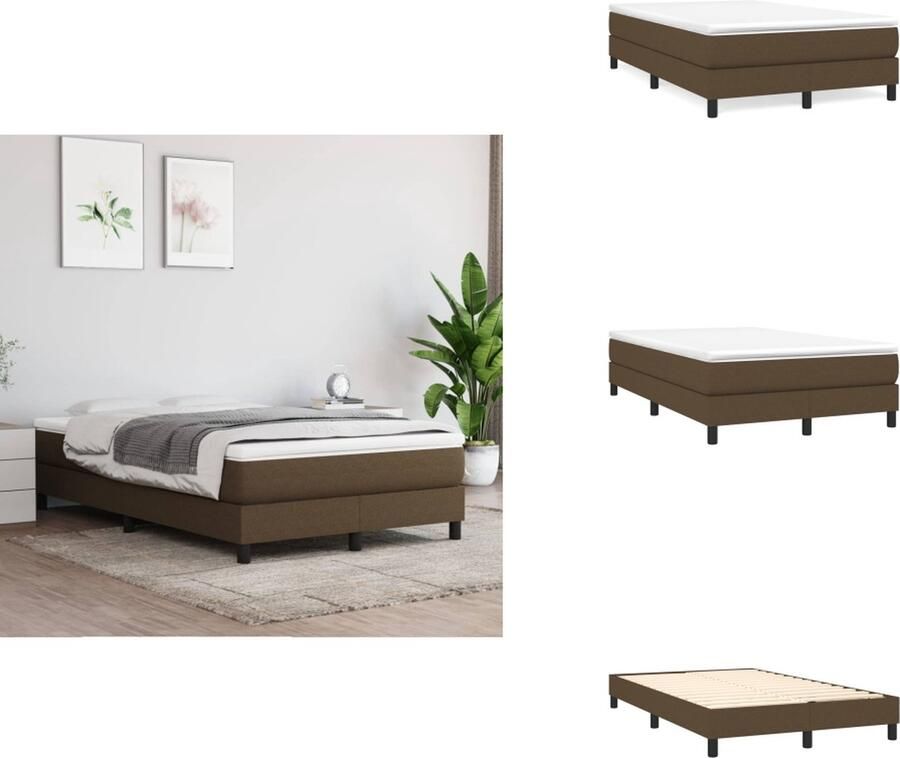 VidaXL Boxspringbed Pocketvering 120 x 200 cm Donkerbruin Verstelbaar hoofdbord Comfortabele ondersteuning Duurzaam materiaal Middelharde ondersteuning Huidvriendelijk topmatras Inclusief montagehandleiding Bed - Foto 2