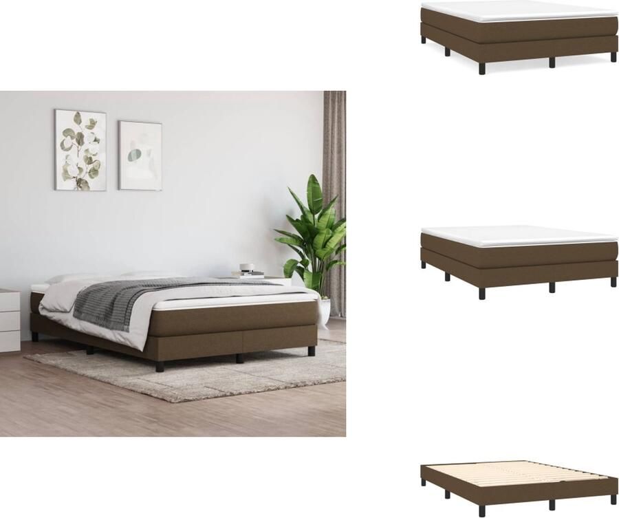 VidaXL Boxspring Boxsprings Bed Slaapmeubel Boxspring met matras stof donkerbruin 140x190 cm