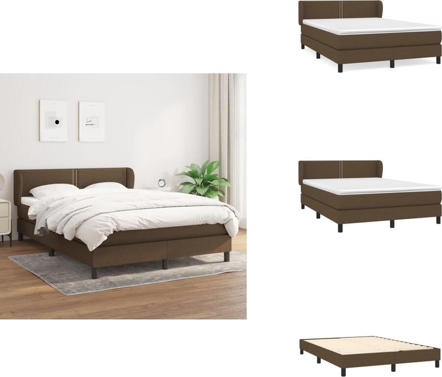 VidaXL Boxspringbed Rustgevende Nachtrust Bed in donkerbruin 203 x 147 x 78 88 cm Comfortabel en duurzaam Pocketvering matras en huidvriendelijk topmatras Inclusief montagehandleiding Bed