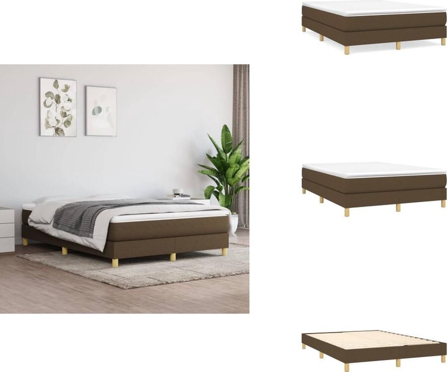 VidaXL Boxspringbed Rustgevende Nachtrust Bed in donkerbruin 203 x 147 x 78 88 cm Comfortabel en duurzaam Pocketvering matras en huidvriendelijk topmatras Inclusief montagehandleiding Bed - Foto 5