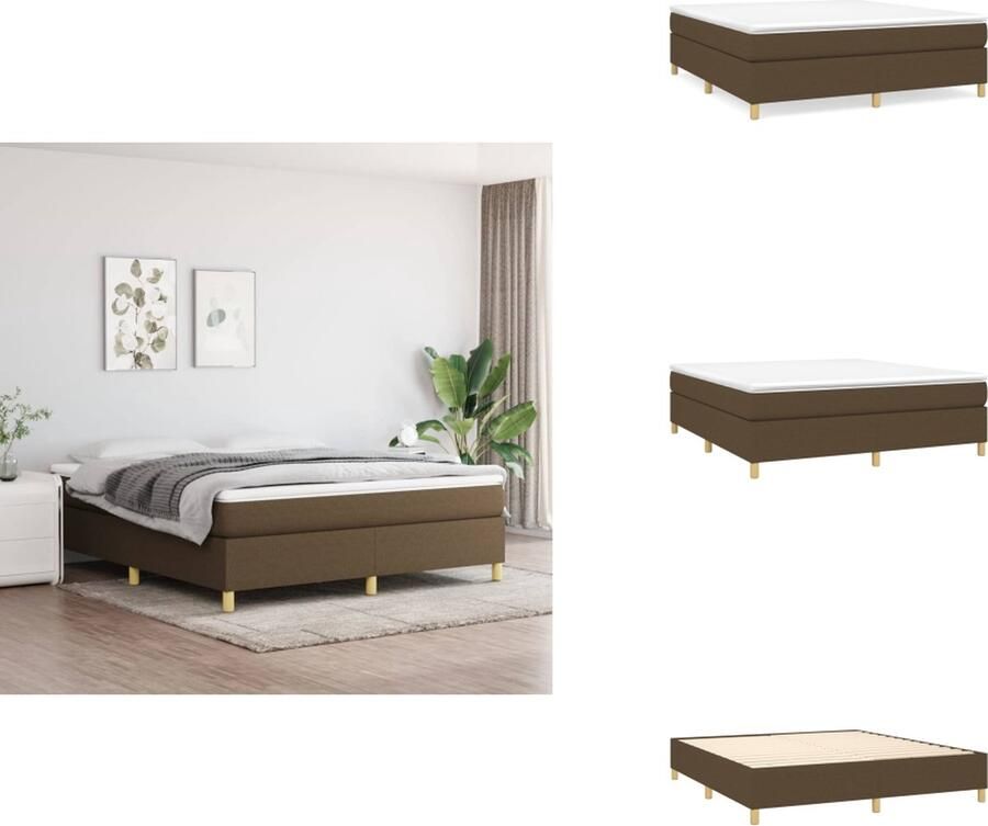 VidaXL Boxspringbed Pocketvering Middelharde ondersteuning Huidvriendelijk Donkerbruin 203x160x35cm Bed