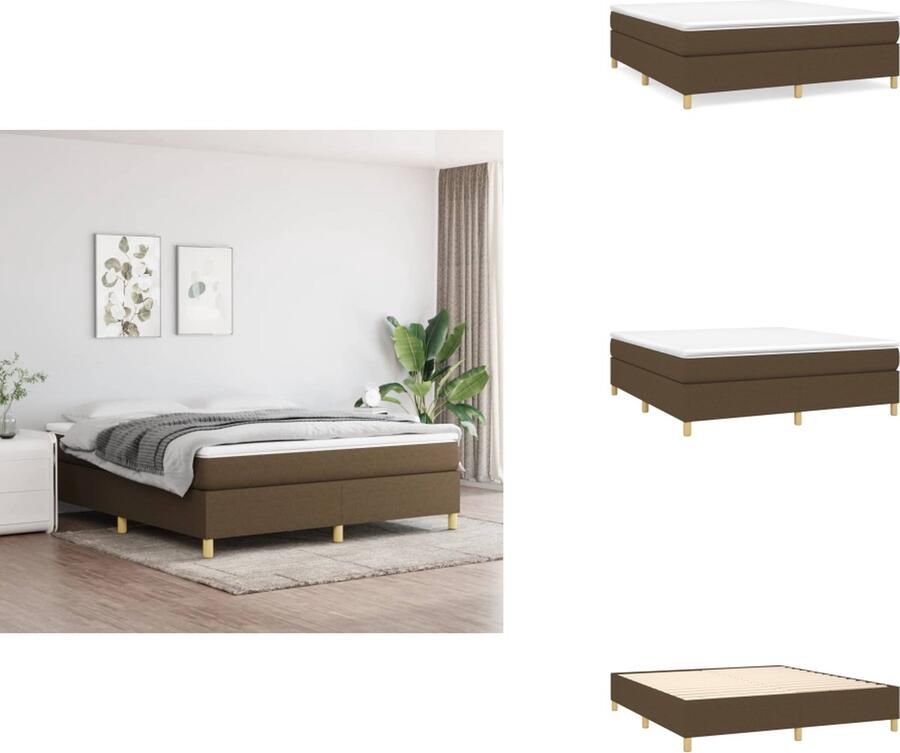 VidaXL Boxspringbed Donkerbruin 203 x 180 x 35 cm Pocketvering matras Middelharde ondersteuning Huidvriendelijk topmatras Multiplex lattenbodem Inclusief montagehandleiding Bed