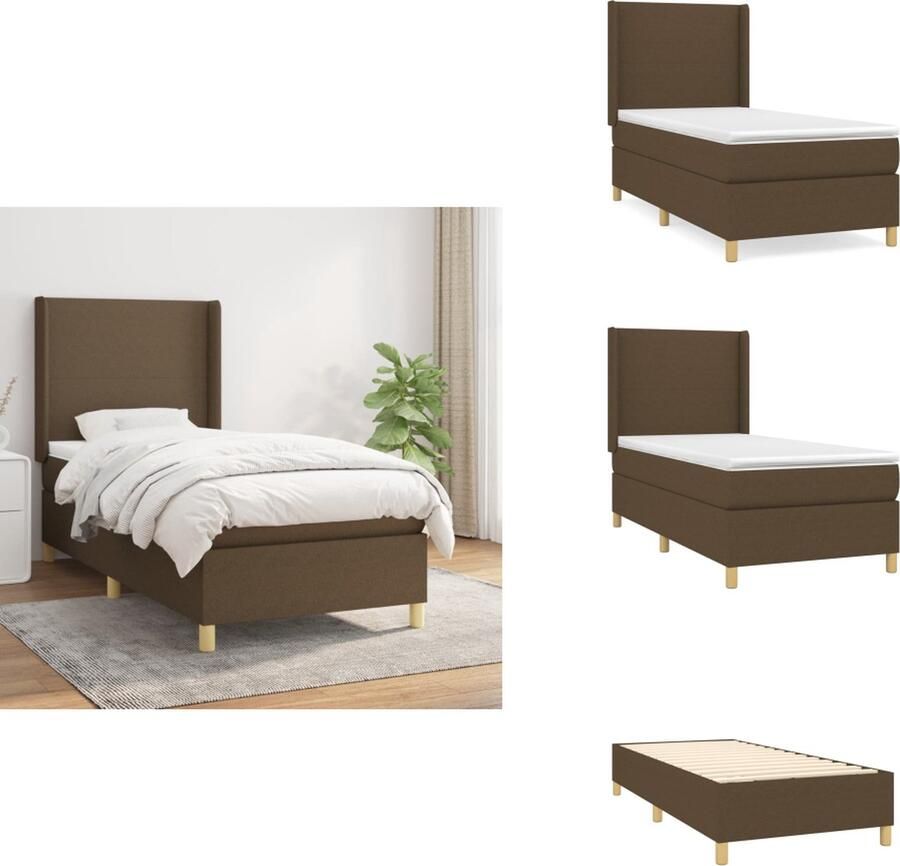 VidaXL Boxspring Boxsprings Bed Slaapmeubel Boxspring met matras stof donkerbruin 80x200 cm