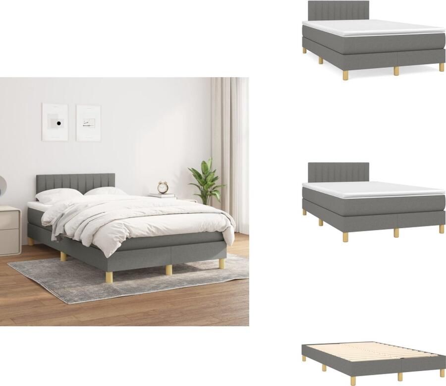 VidaXL Boxspringbed Donkergrijs 203 x 120 x 78 88 cm Hoofdbord Pocketvering matras Middelharde ondersteuning Huidvriendelijk topmatras Inclusief montagehandleiding Bed