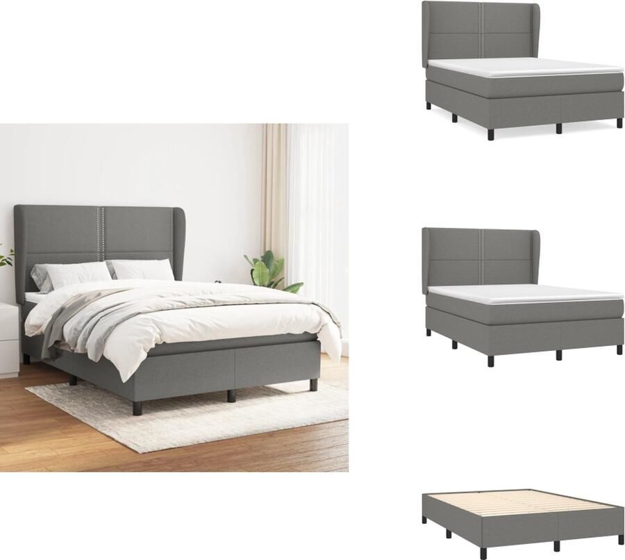 VidaXL Boxspringbed Bed 203 x 147 x 118 128 cm Duurzaam Verstelbaar hoofdbord Pocketvering matras Middelharde ondersteuning Huidvriendelijk topmatras Inclusief montagehandleiding Bed