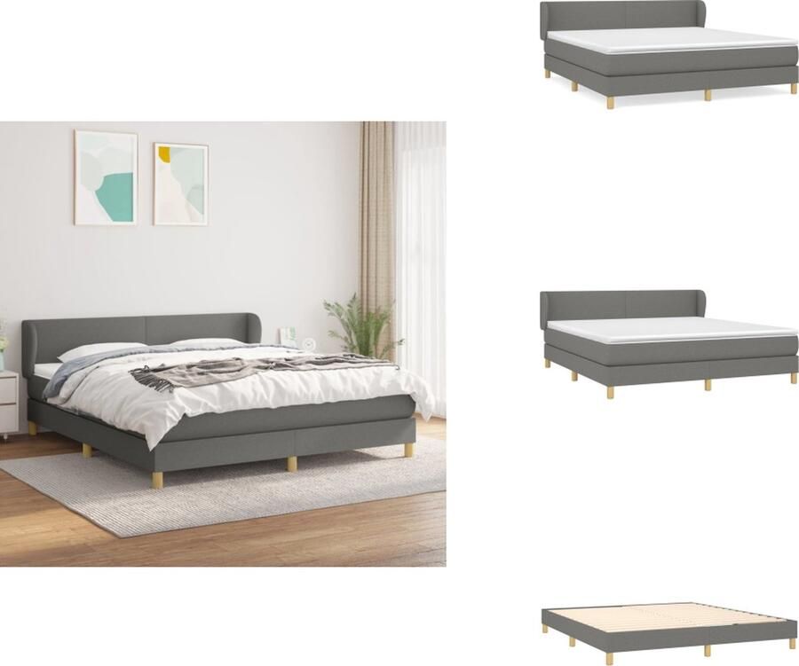 VidaXL Boxspringbed Donkergrijs 203 x 163 x 78 88 cm Pocketvering matras Middelharde ondersteuning Huidvriendelijk topmatras Inclusief montagehandleiding Bed - Foto 2