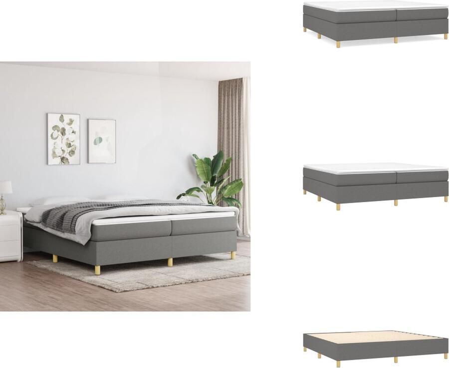 VidaXL Boxspring Boxsprings Bed Slaapmeubel Boxspring met matras stof donkergrijs 200x200 cm