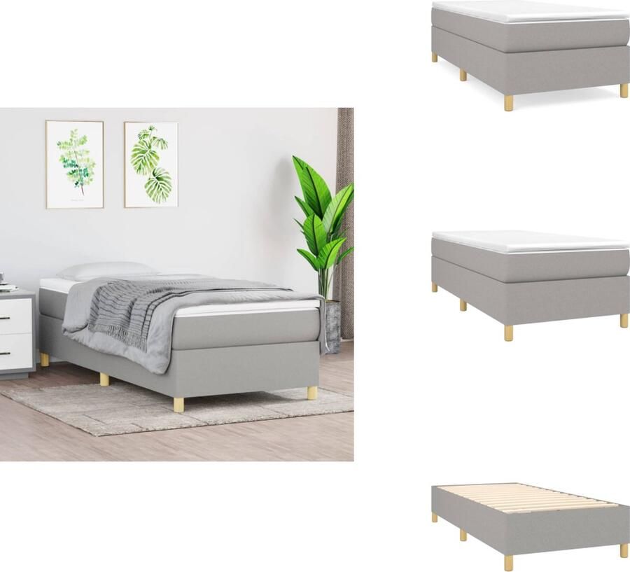VidaXL Boxspring Boxsprings Bed Slaapmeubel Boxspring met matras stof lichtgrijs 100x200 cm