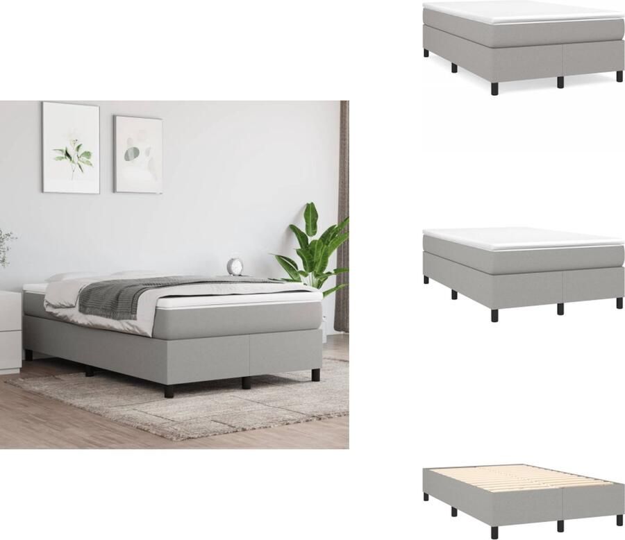 VidaXL Boxspringbed Bedframe Afmeting- 203 x 120 x 35 cm Ken- Duurzaam materiaal + Pocketvering matras + Middelharde ondersteuning + Huidvriendelijk topmatras + Multiplex lattenbodem Bed