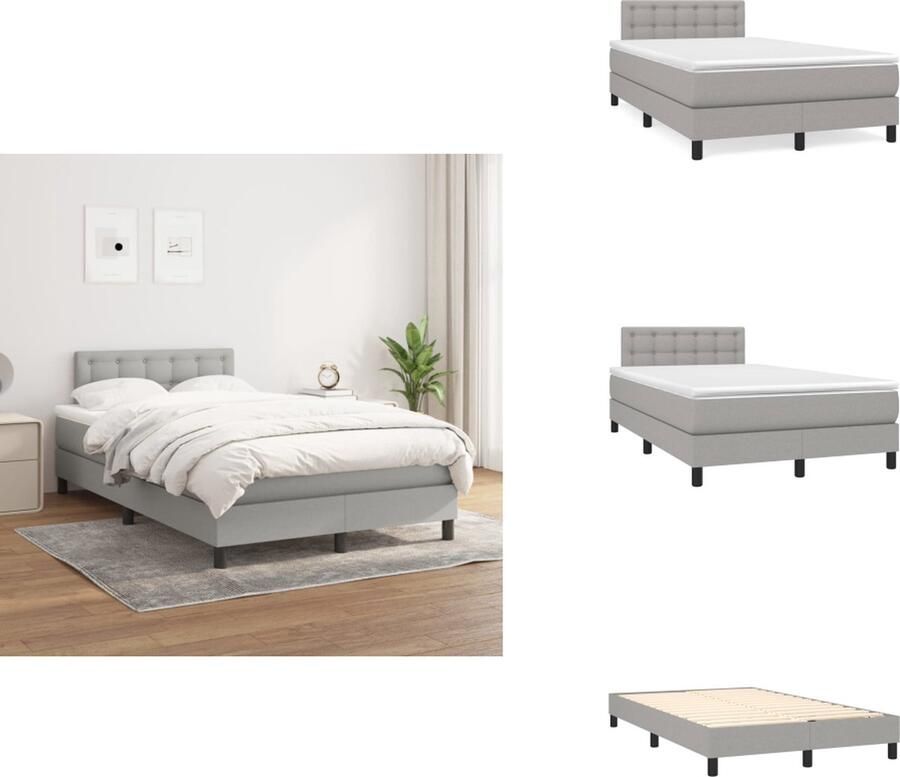 VidaXL Bed Luxe Boxspring 120 x 200 cm Duurzaam en ademend stoffen hoofdbord Pocketvering matras voor geluid- en schokabsorptie Middelharde ondersteuning Huidvriendelijk topmatras Montagehandleiding bijgeleverd Bed