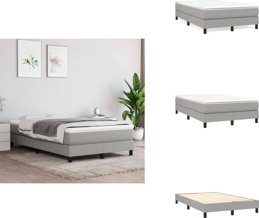 VidaXL Boxspringbed Bedframe Afmeting- 203 x 120 x 35 cm Ken- Duurzaam materiaal + Pocketvering matras + Middelharde ondersteuning + Huidvriendelijk topmatras + Multiplex lattenbodem Bed - Foto 2