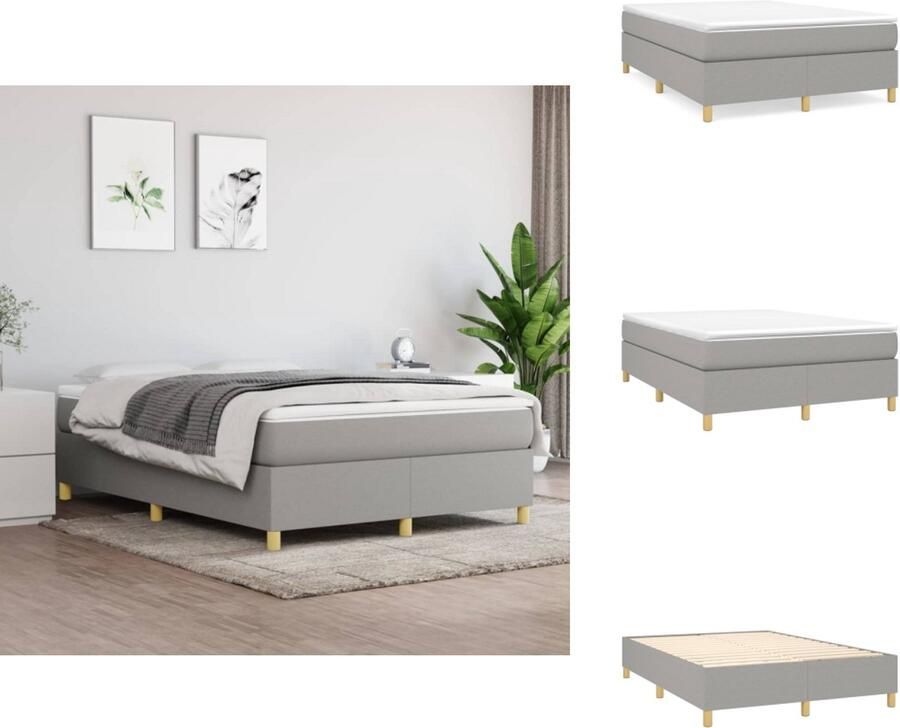VidaXL Boxspringbed Bedframe Hoogte Verstelbaar Pocketvering Matras Middelharde Ondersteuning Huidvriendelijk Topmatras Lichtgrijs 203 x 144 x 78 88 cm 140 x 200 x 20 cm 140 x 200 x 5 cm Inclusief Montagehandleiding Bed - Foto 5