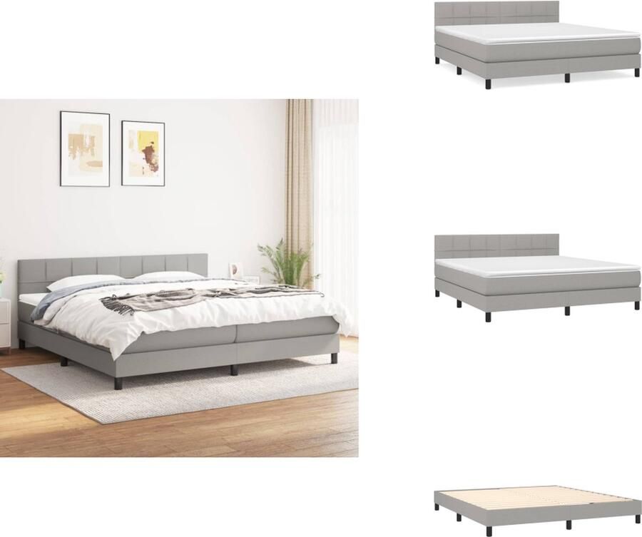 VidaXL Boxspringbed naam Bed 203 x 160 x 78 88 cm Lichtgrijs Pocketvering matras Middelharde ondersteuning Huidvriendelijk topmatras Bed