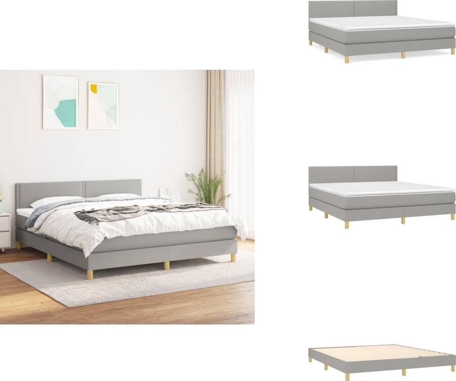 VidaXL Boxspringbed Luxe Volledig bed 203 x 180 x 78 88 cm Lichtgrijs Pocketvering matras Middelharde ondersteuning Huidvriendelijk topmatras Montagehandleiding inclusief Bed