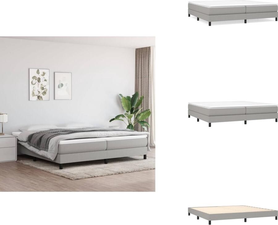 VidaXL Boxspringbed Comfort Plus Bed 203 x 200 x 78 88 cm Lichtgrijs Pocketvering en Schuim Met verstelbaar hoofdbord Huidvriendelijk topmatras Inclusief montagehandleiding Bed - Foto 4