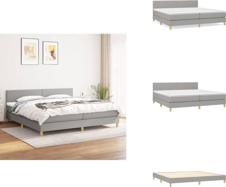 VidaXL Boxspringbed Comfort Plus Bed 203 x 200 x 78 88 cm Lichtgrijs Pocketvering en Schuim Met verstelbaar hoofdbord Huidvriendelijk topmatras Inclusief montagehandleiding Bed - Foto 2