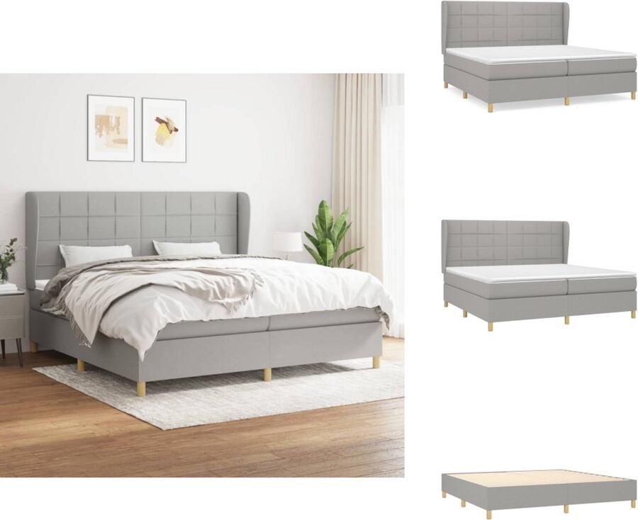 VidaXL Boxspringbed Comfort Plus Bed 203 x 200 x 78 88 cm Lichtgrijs Pocketvering en Schuim Met verstelbaar hoofdbord Huidvriendelijk topmatras Inclusief montagehandleiding Bed - Foto 3