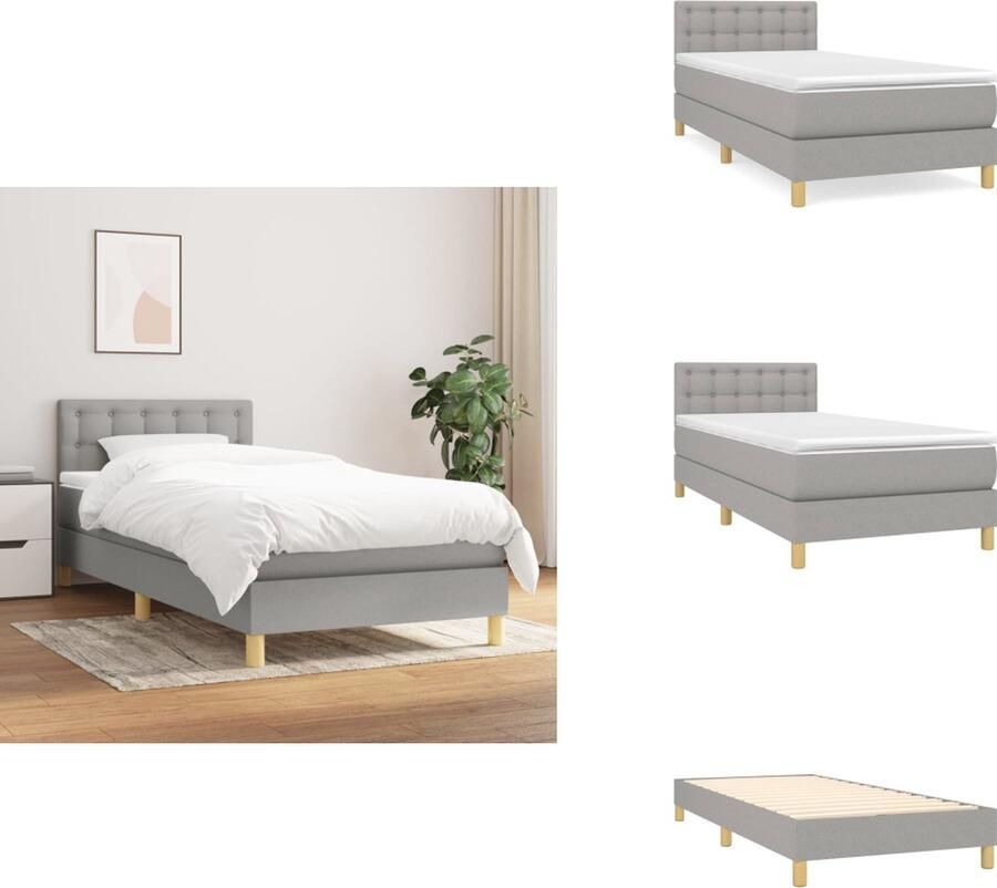 VidaXL Boxspringbed Luxe Lichtgrijs 203 x 80 x 78 88 cm Met verstelbaar hoofdbord Pocketvering matras Middelharde ondersteuning Huidvriendelijk topmatras Inclusief montagehandleiding Bed