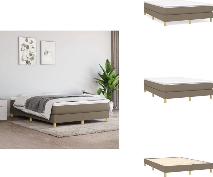 VidaXL Boxspringbed Bedframe 203 x 140 x 25 cm Taupe 1 x Matras 140 x 200 x 20 cm Wit Taupe 1 x Topmatras 140 x 200 x 5 cm Wit Levering bevat- 1 x Bedframe 1 x Matras 1 x Topmatras Bed
