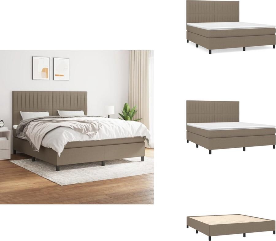 VidaXL Boxspring Boxsprings Bed Slaapmeubel Boxspring met matras stof taupe 180x200 cm