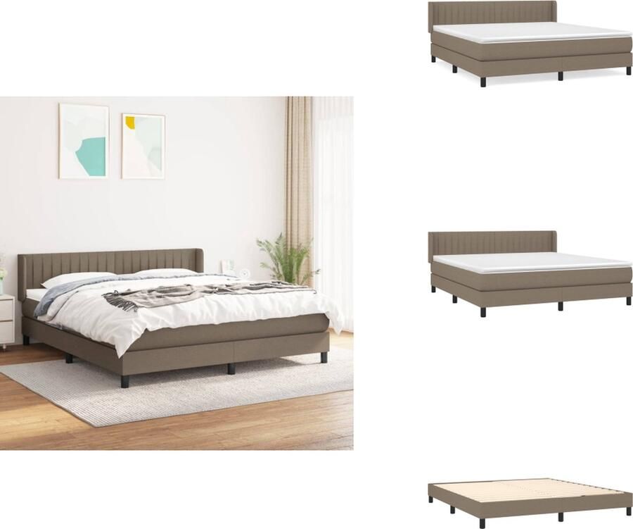 VidaXL Boxspringbed s Bedroom 203 x 183 x 78 88 cm Taupe Polyester Stof Verstelbaar Hoofdbord Pocketvering Matras Middelharde Ondersteuning Huidvriendelijk Topmatras Inclusief Montagehandleiding Bed - Foto 2