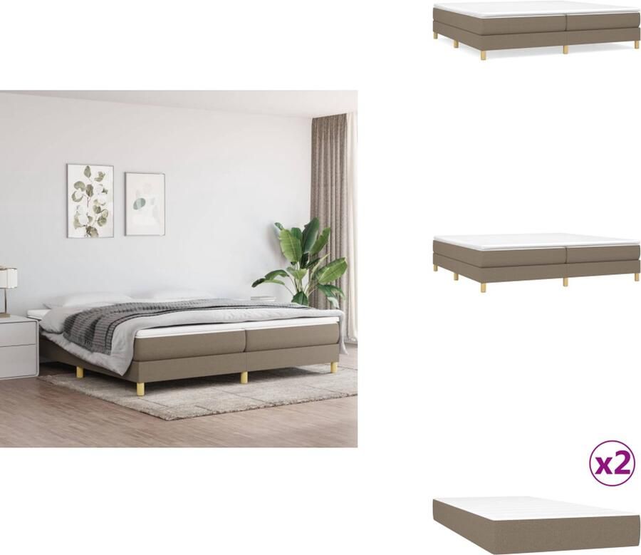VidaXL Boxspring Boxsprings Bed Slaapmeubel Boxspring met matras stof taupe 200x200 cm