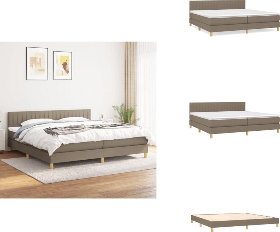 VidaXL Boxspringbed Pocketvering Matras Middelharde Ondersteuning Huidvriendelijk Topmatras Kleur Taupe Afmetingen 203x200x78 88cm Bed