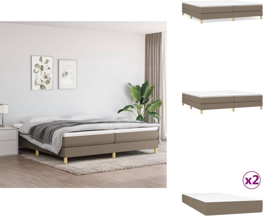 VidaXL Boxspring Boxsprings Bed Slaapmeubel Boxspring met matras stof taupe 200x200 cm - Foto 2