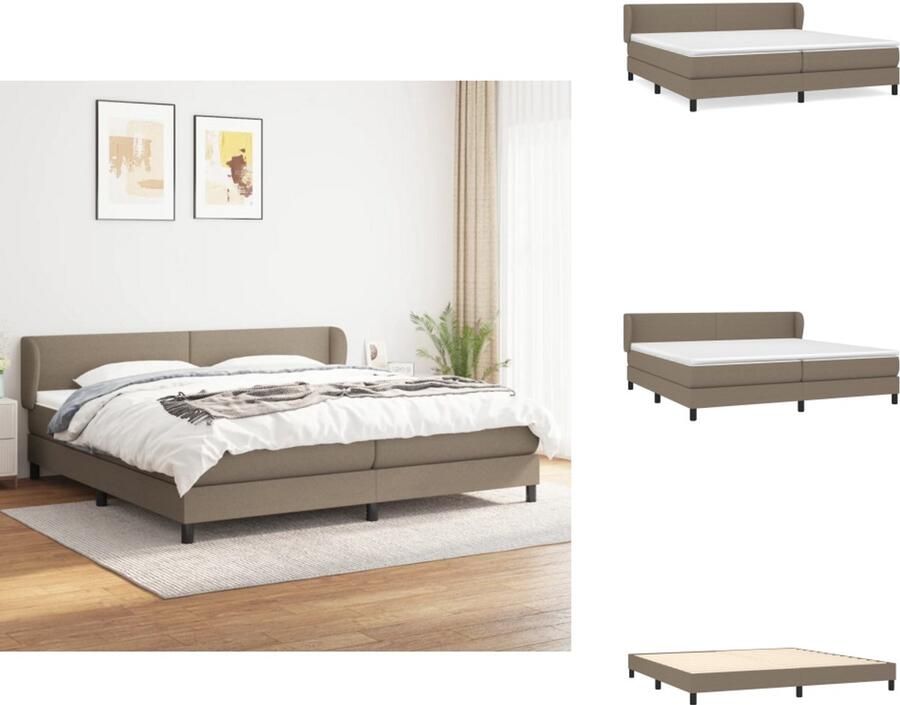 VidaXL Boxspring Bed Taupe 203 x 200 x 118 128 cm Pocketvering Matras Middelharde Ondersteuning Huidvriendelijk Topmatras Bed - Foto 5