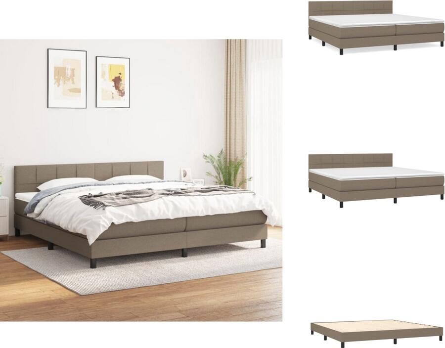 VidaXL Boxspringbed Pocketvering Matras Middelharde Ondersteuning Huidvriendelijk Topmatras Kleur Taupe Afmetingen 203x200x78 88cm Bed - Foto 4