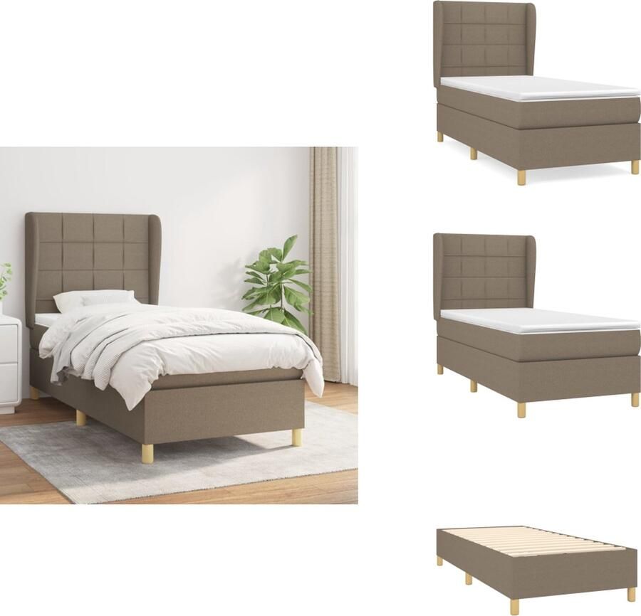 VidaXL Boxspringbed Taupe 203 x 83 x 118 128 cm Pocketvering matras Middelharde ondersteuning Bed